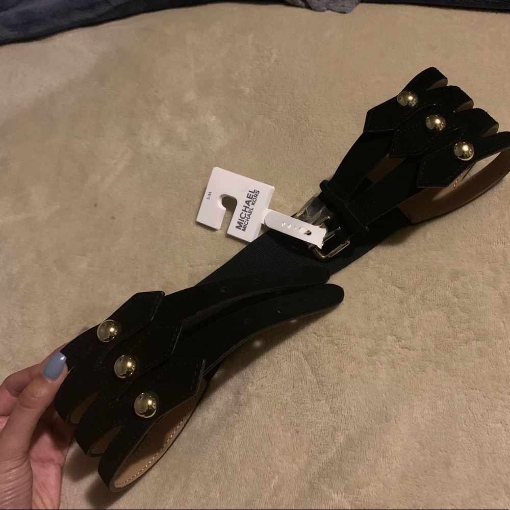 Michael Kors suede double buckle belt